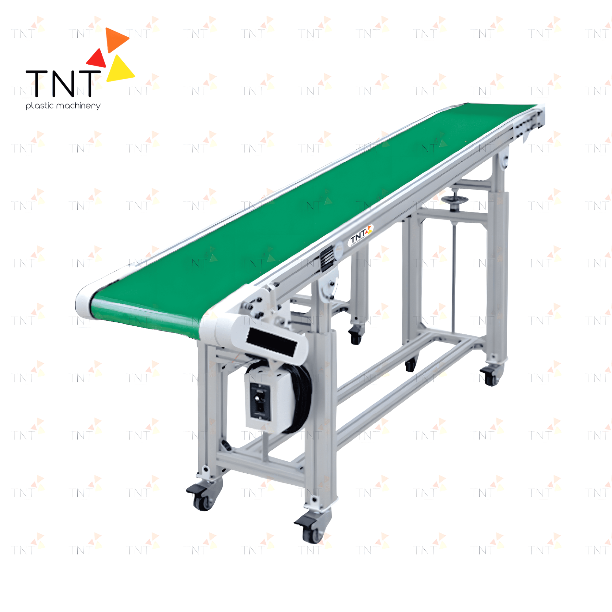 Băng tải nhựa PVC xanh trong sản xuất công nghiệp