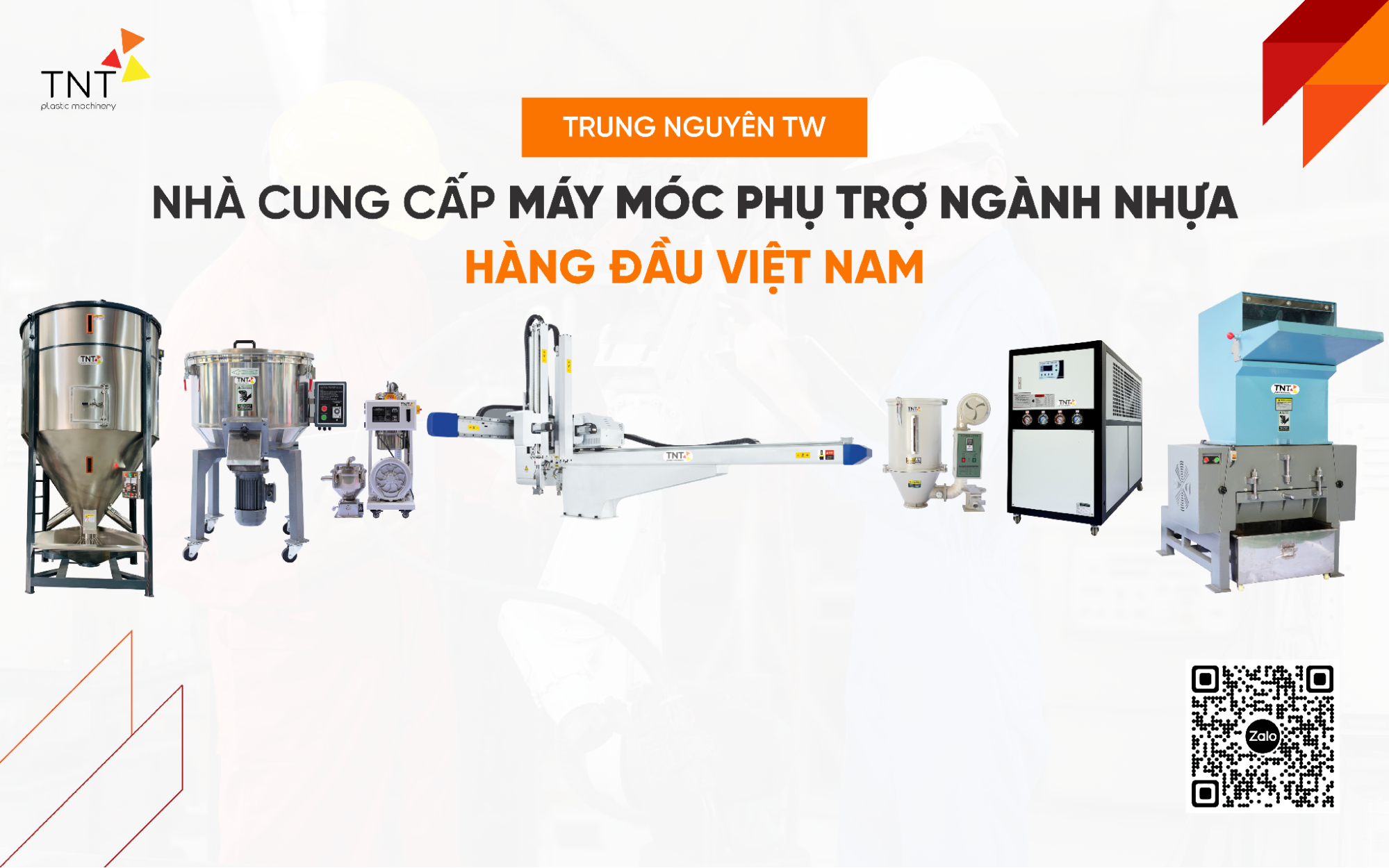 Trung Nguyên TNT cung cấp thiết bị phụ trợ, tăng năng suất nhà máy nhựa.