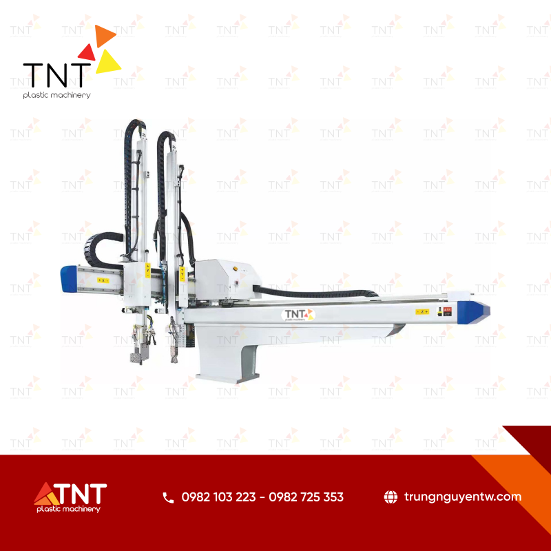 Cánh tay robot 5 trục hoạt động linh hoạt, tốc độ cao và phù hợp với nhiều loại máy ép phun khác nhau