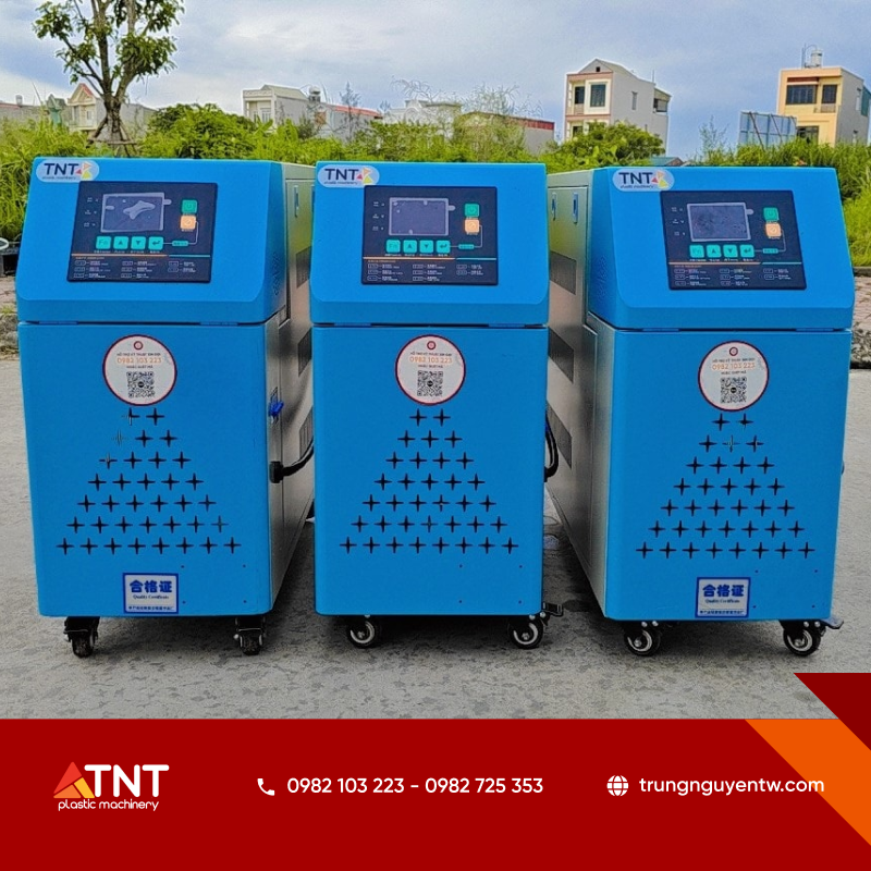 Máy điều khiển nhiệt độ khuôn tích hợp hệ thống cảnh báo và tự động ngắt khi xảy ra sự cố như quá nhiệt, thiếu nước hoặc quá tải bơm