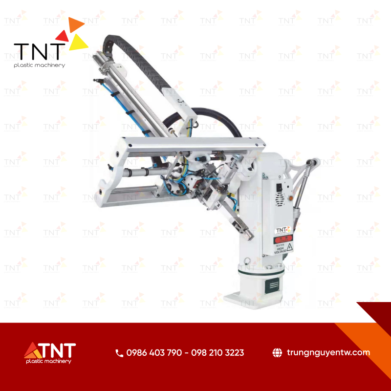Cánh tay robot gắp sản phẩm đang trở thành giải pháp tự động hóa quan trọng trong ngành ép nhựa, đặc biệt ở khâu xử lý cuống keo