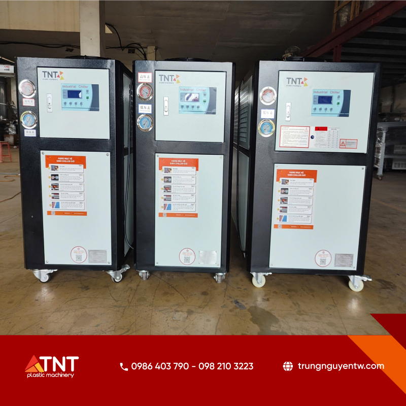 Combo sàng rung, chiller và máy điều khiển nhiệt độ khuôn kiểm soát chất lượng toàn diện