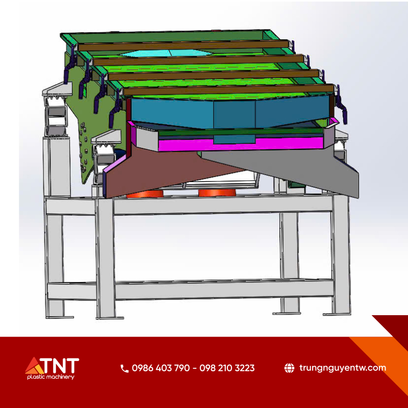 Máy sàng rung bột hoạt động bằng dao động rung