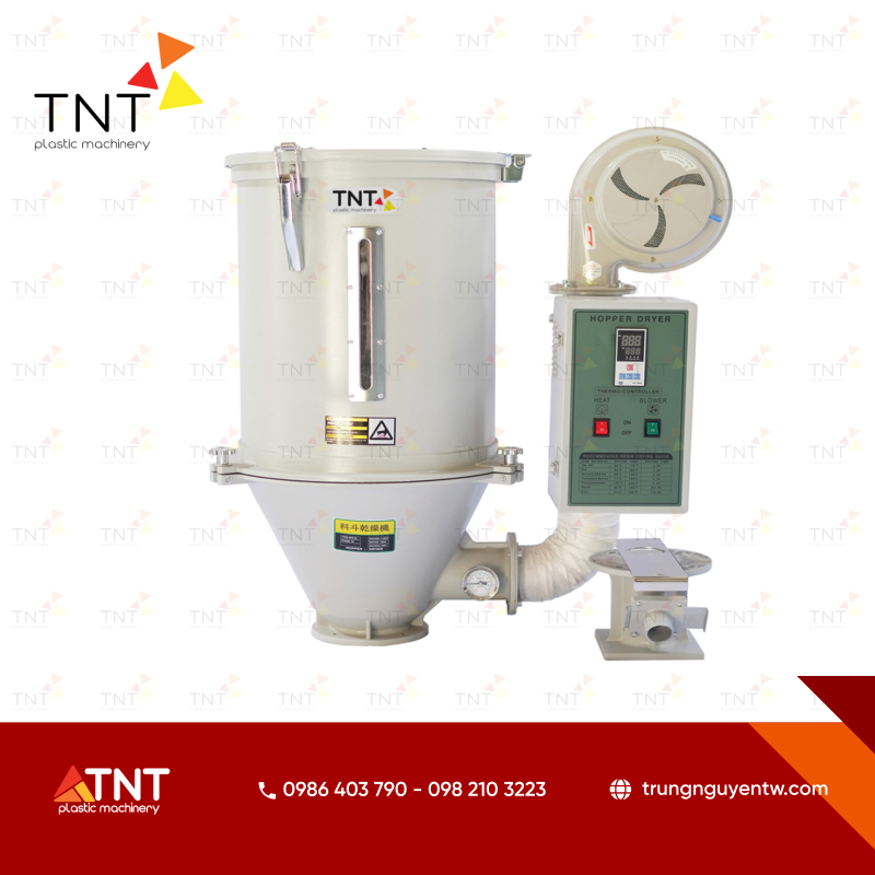 Thiết bị phễu sấy nhựa phù hợp cho nhà xưởng cần tiết kiệm không gian