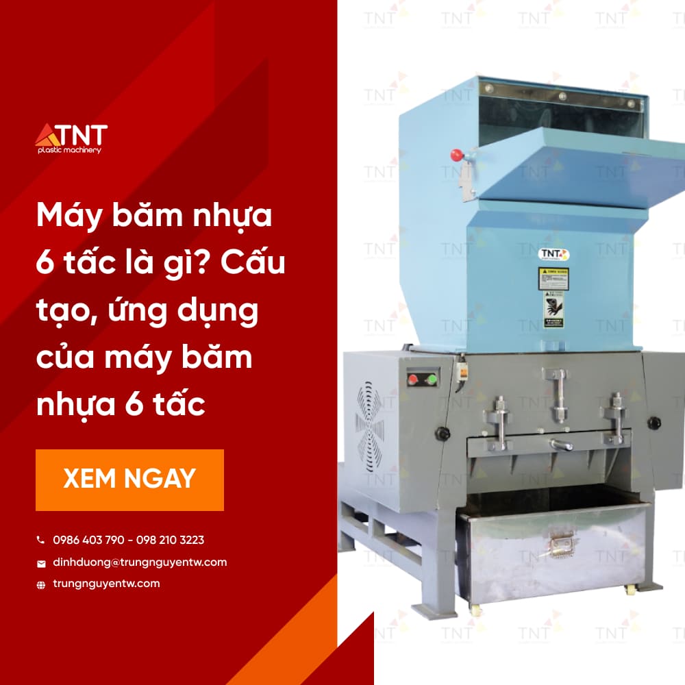 máy băm nghiền nhựa 6 tấc
