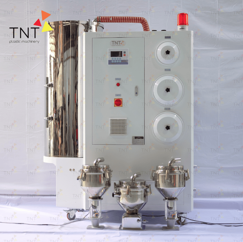 Thiết kế mặt trước máy hút ẩm 3 trong 1 Trung Nguyên TNT với các cổng xả