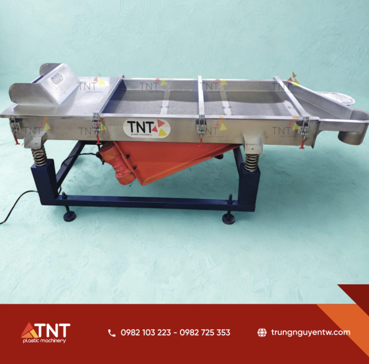 Cận cảnh máy sàng rung dạng phẳng bằng inox cao cấp của TNT