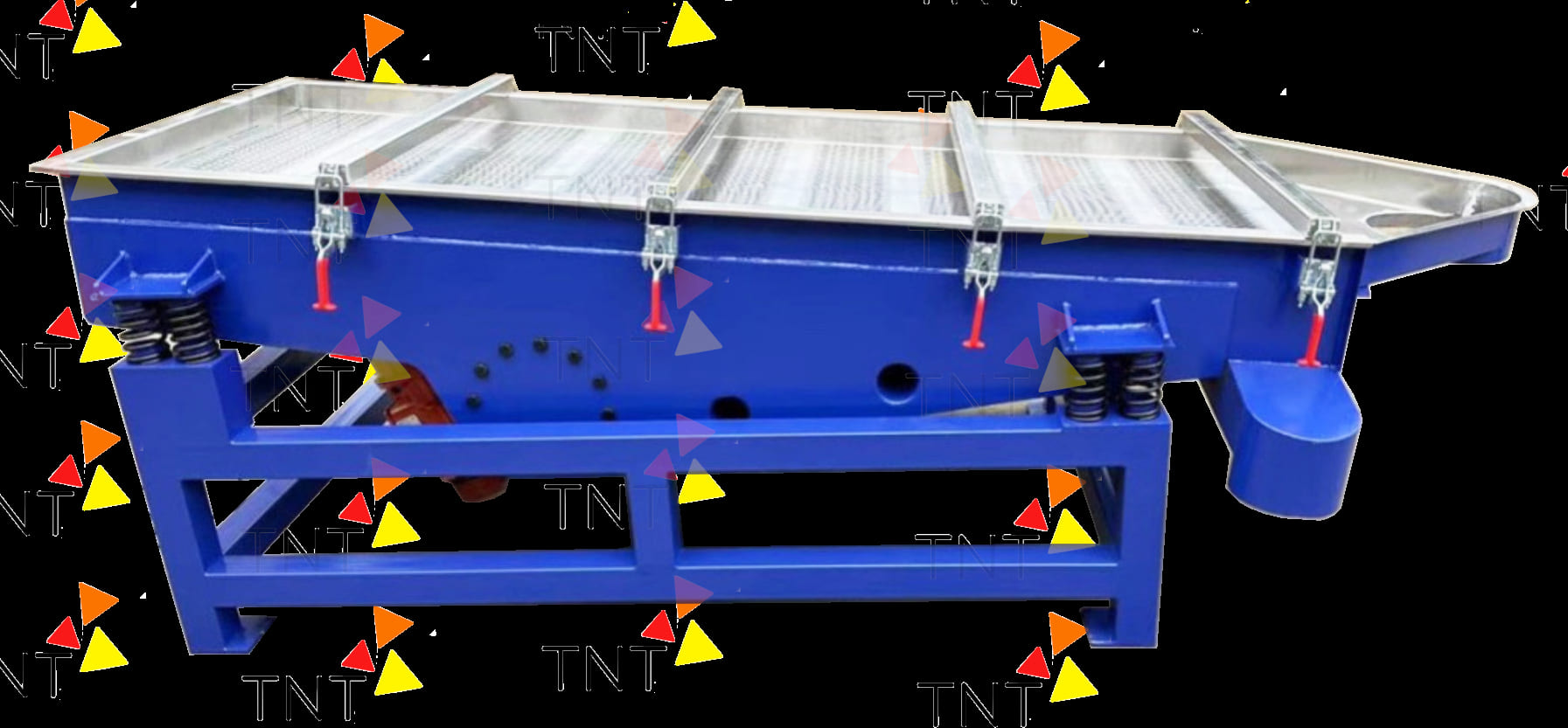 Máy sàng rung công nghiệp TNT với khung thép sơn xanh chắc chắn